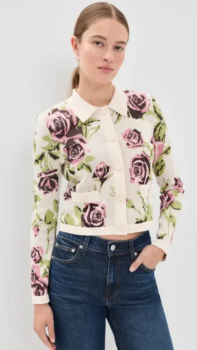 L'Agence Osiris Jacquard Collared Cardigan | Thumbnail 2