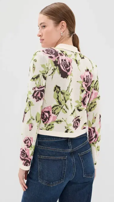 L'Agence Osiris Jacquard Collared Cardigan | Thumbnail 3
