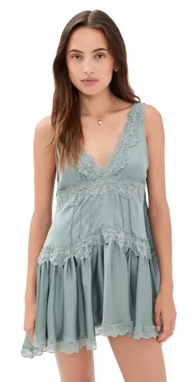 Free People In This Groove Mini Slip Dress Odessa Grey | Thumbnail 1