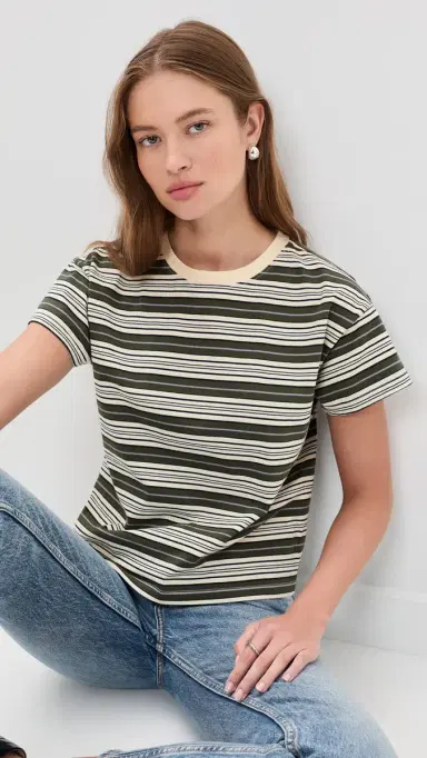 rag & bone Kelly tripe Boxy Jersey Tee Green Multi | Thumbnail 2 rag & bone Kelly tripe Boxy Jersey Tee Green Multi | Thumbnail 2