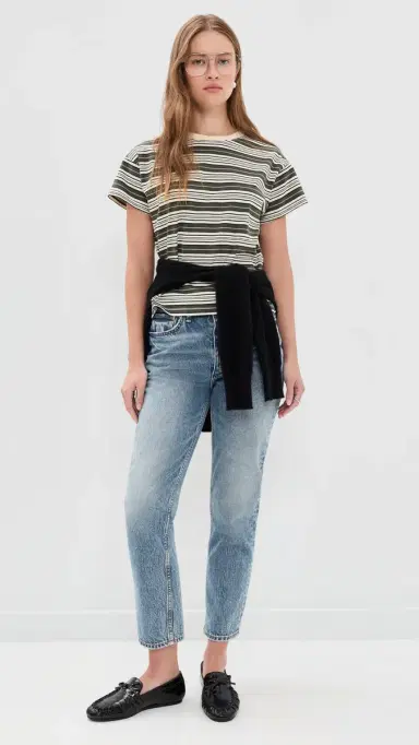 rag & bone Kelly tripe Boxy Jersey Tee Green Multi | Thumbnail 6 rag & bone Kelly tripe Boxy Jersey Tee Green Multi | Thumbnail 6