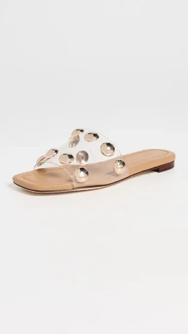 Loeffler Randall Hayes Studded Flat Sandals Clear/Dune/Champagne 6 | Thumbnail 2
