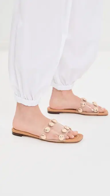 Loeffler Randall Hayes Studded Flat Sandals Clear/Dune/Champagne 6 | Thumbnail 3