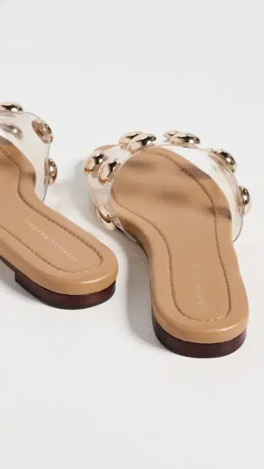Loeffler Randall Hayes Studded Flat Sandals Clear/Dune/Champagne 6 | Thumbnail 4
