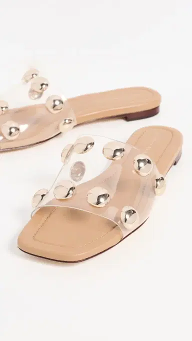 Loeffler Randall Hayes Studded Flat Sandals Clear/Dune/Champagne 6 | Thumbnail 5