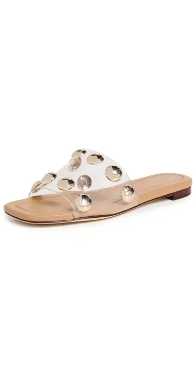 Loeffler Randall Hayes Studded Flat Sandals Clear/Dune/Champagne 6 | Thumbnail 1
