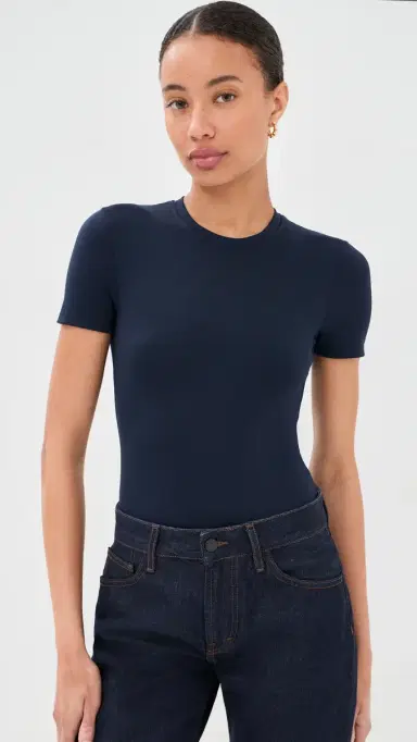 Wardrobe.NYC WARDROBE. NYC Opaque Tee Thong Bodysuit Navy L | Thumbnail 2 Wardrobe.NYC WARDROBE. NYC Opaque Tee Thong Bodysuit Navy L | Thumbnail 2
