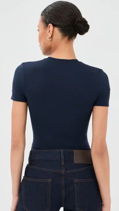 Wardrobe.NYC WARDROBE. NYC Opaque Tee Thong Bodysuit Navy L | Thumbnail 3 Wardrobe.NYC WARDROBE. NYC Opaque Tee Thong Bodysuit Navy L | Thumbnail 3