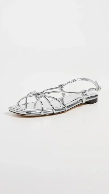 Loeffler Randall Karly Strappy Flat Sandals Silver 6 | Thumbnail 2