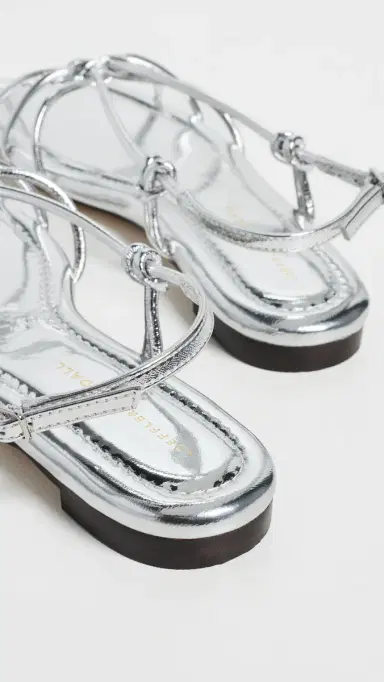 Loeffler Randall Karly Strappy Flat Sandals Silver 6 | Thumbnail 4
