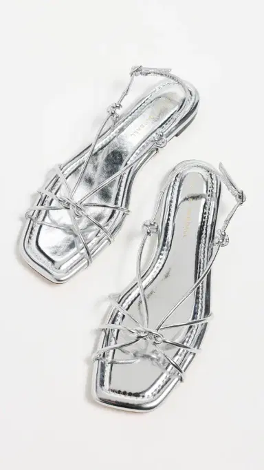 Loeffler Randall Karly Strappy Flat Sandals Silver 6 | Thumbnail 5