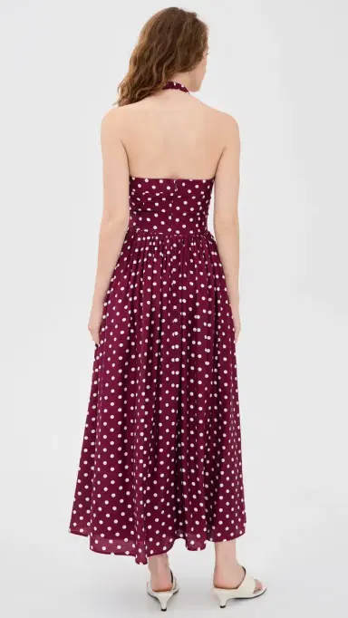 SEVEN WONDERS Sammi Midi Dress Wine/White Polka | Thumbnail 3