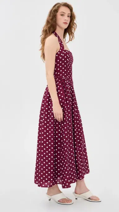 SEVEN WONDERS Sammi Midi Dress Wine/White Polka | Thumbnail 4