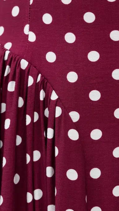 SEVEN WONDERS Sammi Midi Dress Wine/White Polka | Thumbnail 6