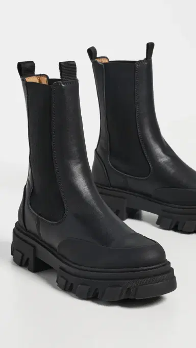 Ganni Cleated Mid Chelsea Boots Black | Thumbnail 5