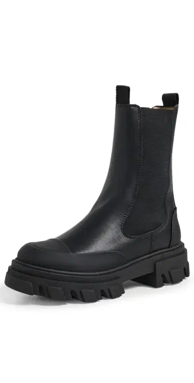 Ganni Cleated Mid Chelsea Boots Black | Thumbnail 1