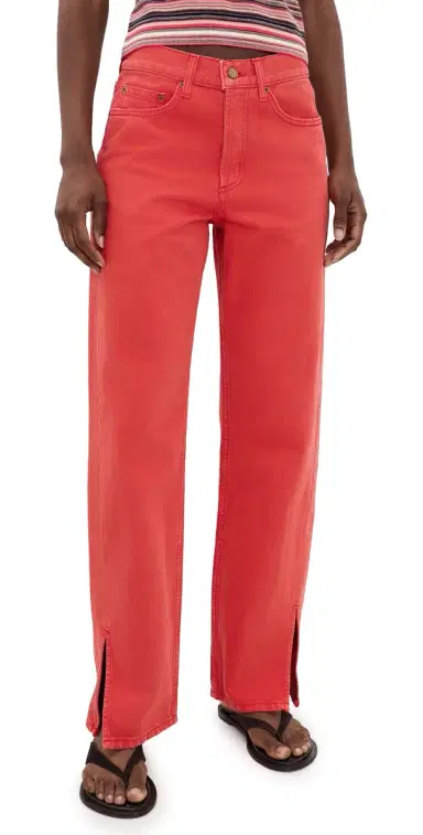 B SIDES Charlot Split Hem Jeans Faded Tomato Overdye 32 | Thumbnail 1 B SIDES Charlot Split Hem Jeans Faded Tomato Overdye 32 | Thumbnail 1