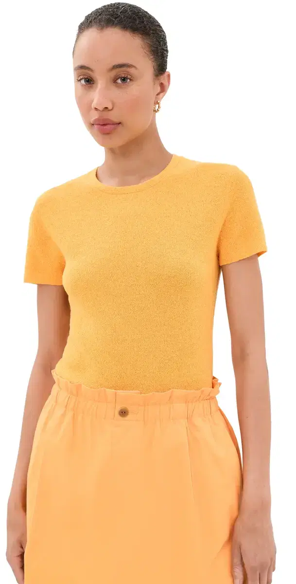 Vince Texture Short Sleeve Crew Pullover Apricot