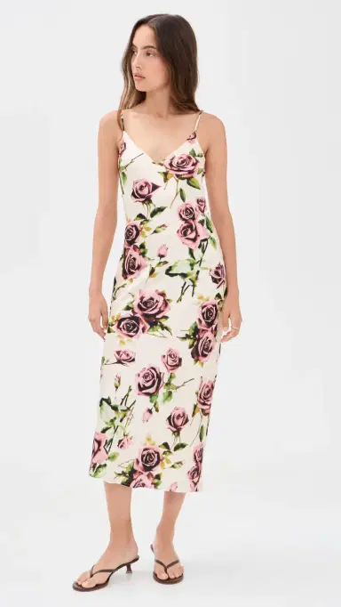 L'Agence Seridie Silk Slip Dress Ecru/Romantic Rose | Thumbnail 2