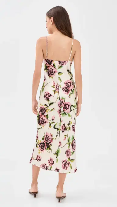 L'Agence Seridie Silk Slip Dress Ecru/Romantic Rose | Thumbnail 3
