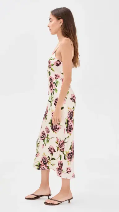 L'Agence Seridie Silk Slip Dress Ecru/Romantic Rose | Thumbnail 4