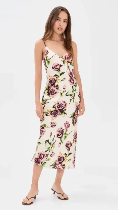 L'Agence Seridie Silk Slip Dress Ecru/Romantic Rose | Thumbnail 5