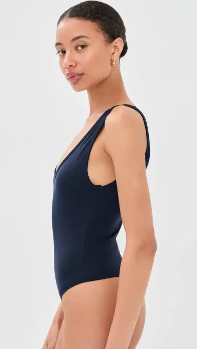 Wardrobe.NYC WARDROBE. NYC Opaque Scoop Thong Bodysuit Navy | Thumbnail 4