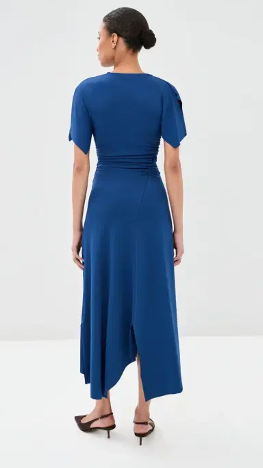 Victoria Beckham Cap Sleeve Dress Dark Ocean | Thumbnail 3