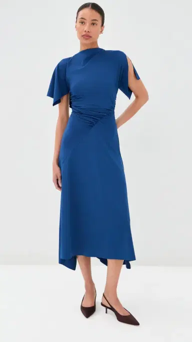 Victoria Beckham Cap Sleeve Dress Dark Ocean | Thumbnail 5