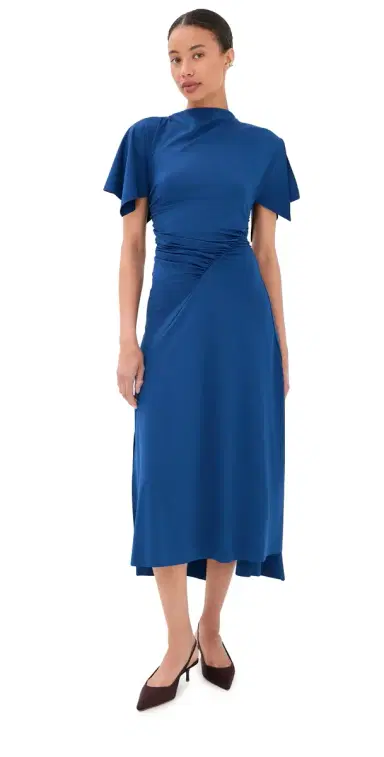 Victoria Beckham Cap Sleeve Dress Dark Ocean | Thumbnail 1