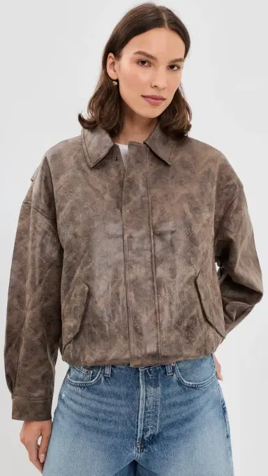 LIONESS Faux eather Kenny Bomber Chocolate | Thumbnail 2