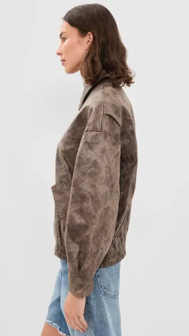 LIONESS Faux eather Kenny Bomber Chocolate | Thumbnail 4