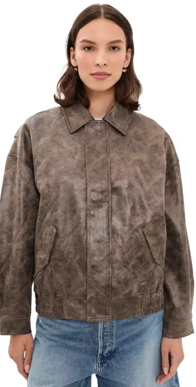 LIONESS Faux eather Kenny Bomber Chocolate | Thumbnail 1