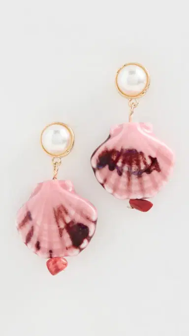 By Adina Eden Painted Shell Pearl Drop Earrings | Thumbnail 2