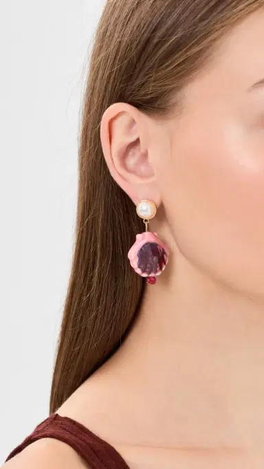 By Adina Eden Painted Shell Pearl Drop Earrings | Thumbnail 3