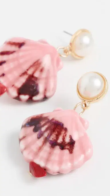 By Adina Eden Painted Shell Pearl Drop Earrings | Thumbnail 4