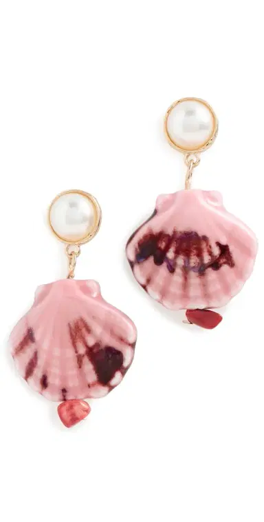 By Adina Eden Painted Shell Pearl Drop Earrings | Thumbnail 1
