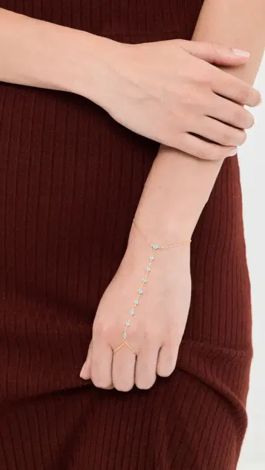 By Adina Eden Turquoise Bezel Station Hand Chain | Thumbnail 2