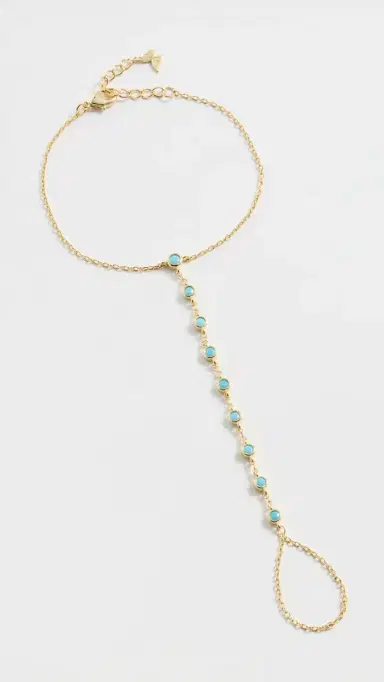 By Adina Eden Turquoise Bezel Station Hand Chain | Thumbnail 3