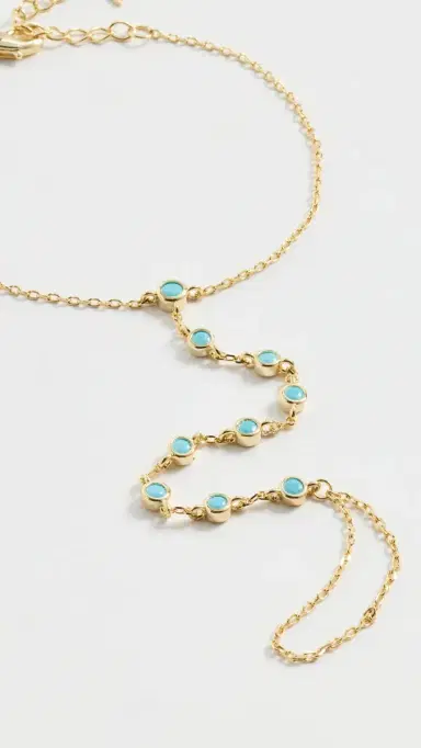 By Adina Eden Turquoise Bezel Station Hand Chain | Thumbnail 4