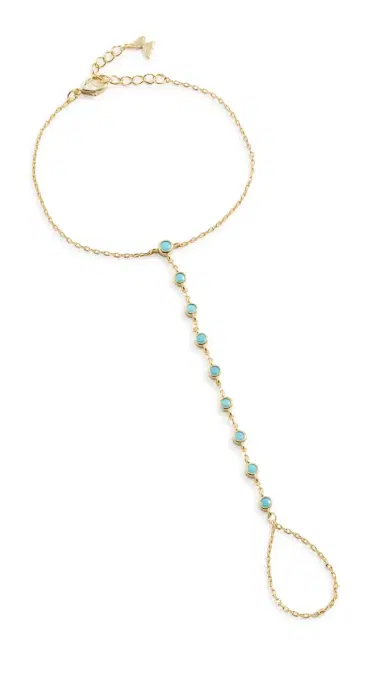 By Adina Eden Turquoise Bezel Station Hand Chain | Thumbnail 5
