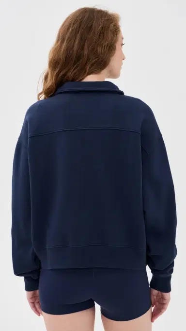 Sporty & Rich NY Crest Embroidered Quarter Zip Dark Navy L | Thumbnail 3 Sporty & Rich NY Crest Embroidered Quarter Zip Dark Navy L | Thumbnail 3