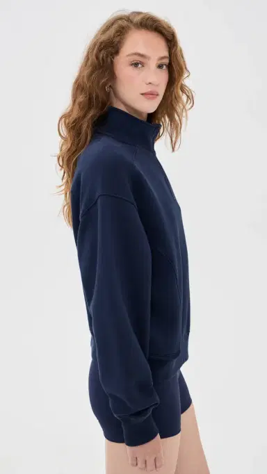 Sporty & Rich NY Crest Embroidered Quarter Zip Dark Navy L | Thumbnail 4 Sporty & Rich NY Crest Embroidered Quarter Zip Dark Navy L | Thumbnail 4