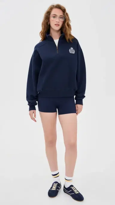 Sporty & Rich NY Crest Embroidered Quarter Zip Dark Navy L | Thumbnail 5 Sporty & Rich NY Crest Embroidered Quarter Zip Dark Navy L | Thumbnail 5