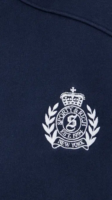 Sporty & Rich NY Crest Embroidered Quarter Zip Dark Navy L | Thumbnail 6 Sporty & Rich NY Crest Embroidered Quarter Zip Dark Navy L | Thumbnail 6