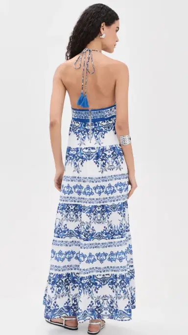 Alice + Olivia Karolina Smocked Waist Tiered Maxi Dress Solstice | Thumbnail 4