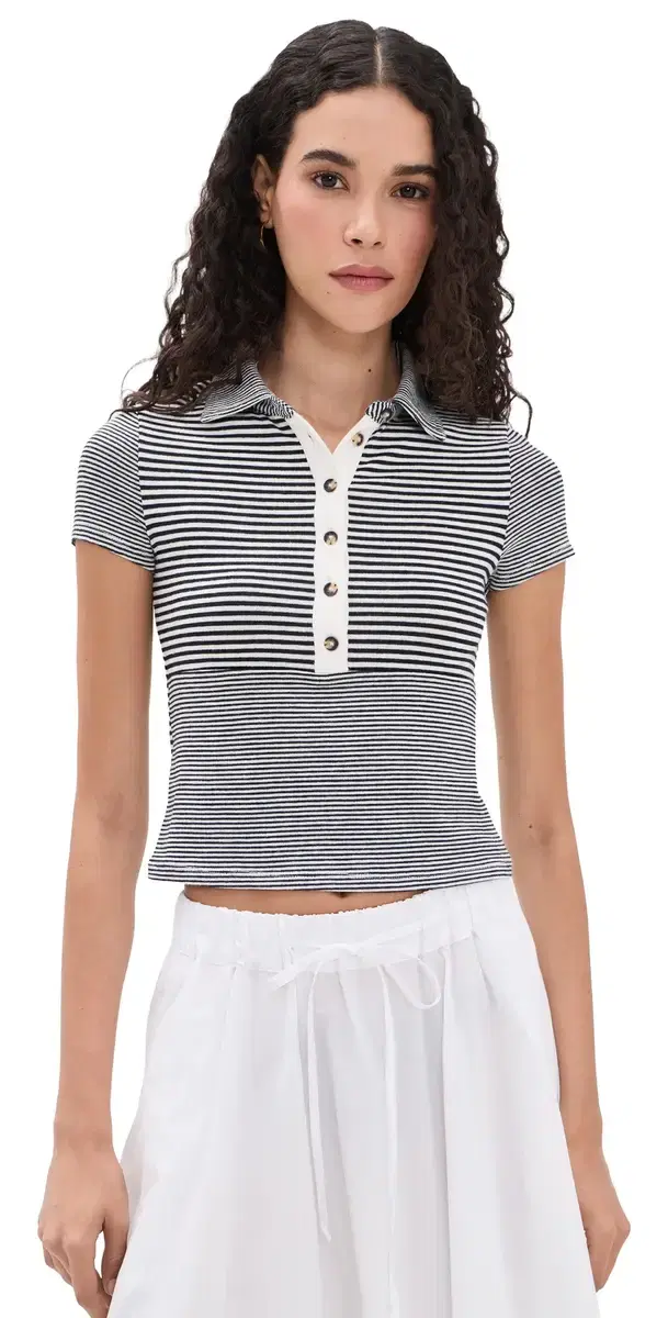 rag & bone The Knit Button Stripe Polo Tee  ulti