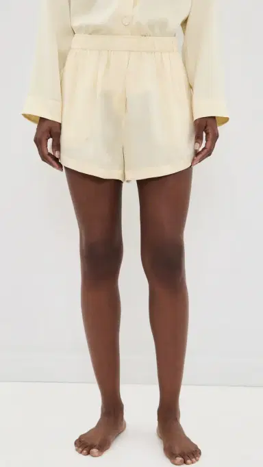 Lunya Washable Silk Button Up and Shorts Pajama Set French Butter L | Thumbnail 5