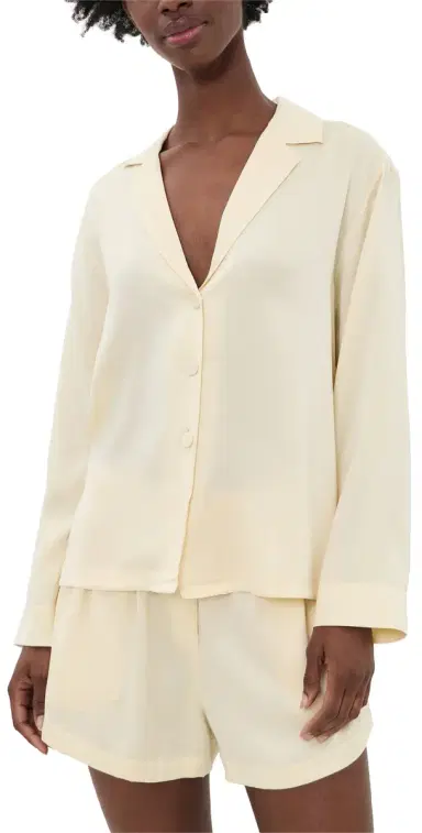 Lunya Washable Silk Button Up and Shorts Pajama Set French Butter L | Thumbnail 1