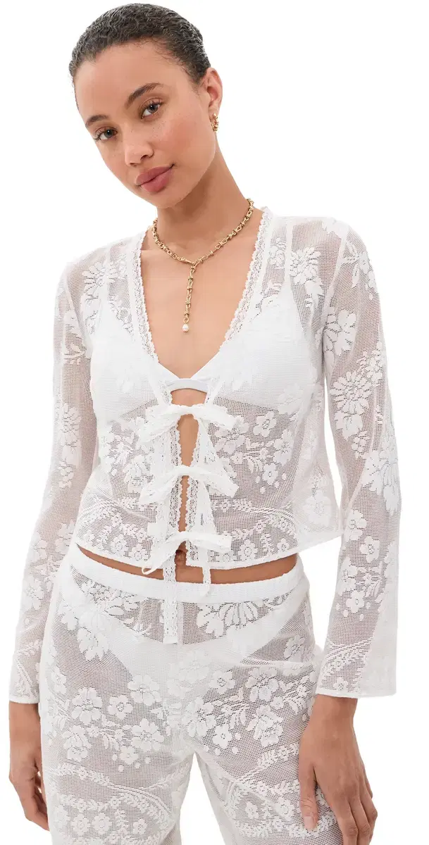 LoveShackFancy tacellea Top White